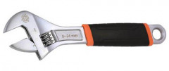 Ключ гаечный разводной с прорезиненной ручкой, хромванадиевая сталь, ГОСТ 7275-75